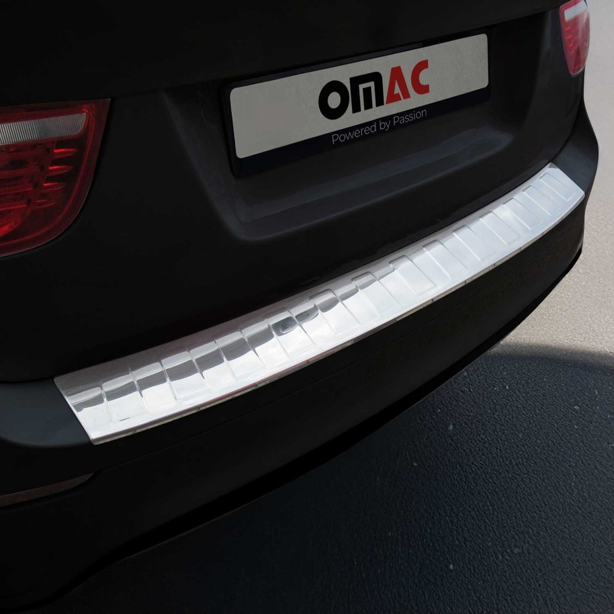 BMW X6 Rear Bumper Sill Cover - Omac - Gloss Silver - '08-'14